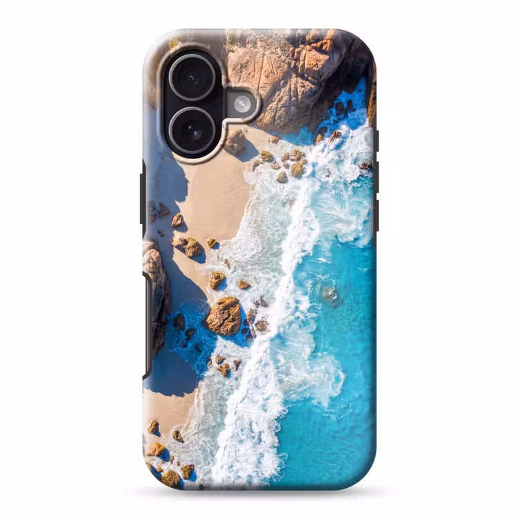 Strand - Zee - Rotsen - Natuur - Blauw Toughcase MagSafe Apple iPhone 17 klein -3d
