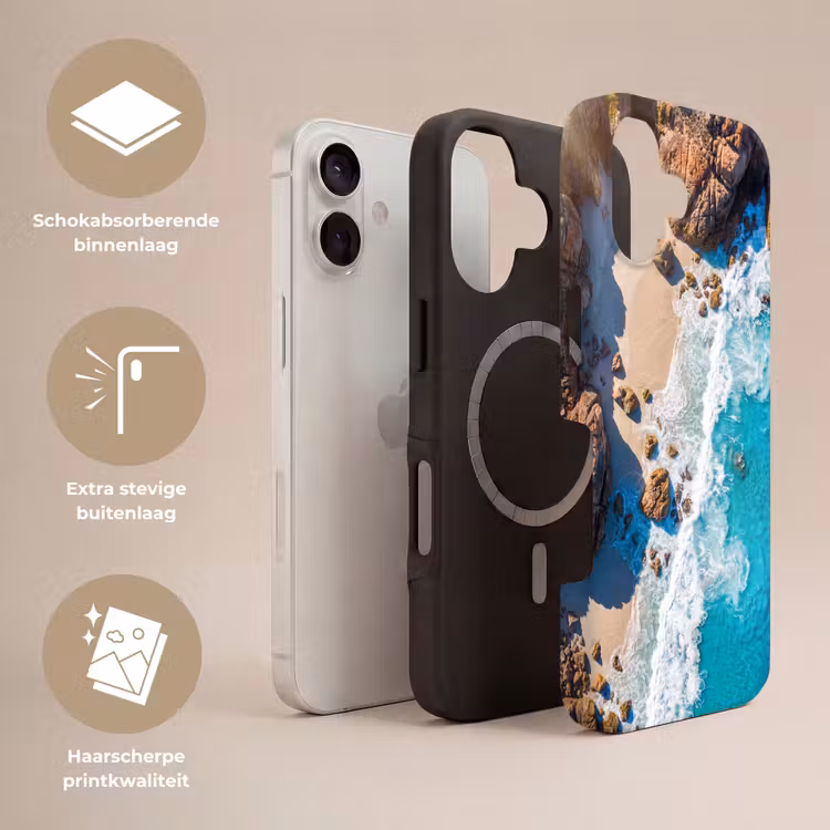 Strand - Zee - Rotsen - Natuur - Blauw Toughcase MagSafe Apple iPhone 17 klein -USP_Lagen_NL