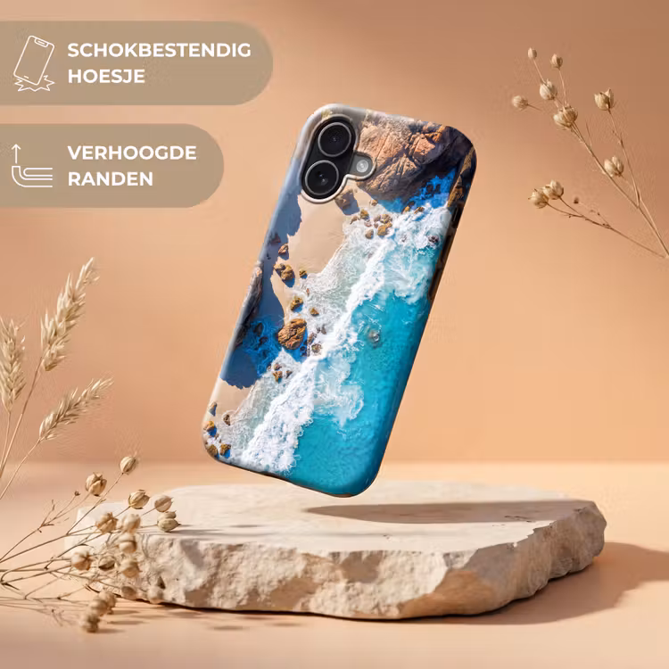 Strand - Zee - Rotsen - Natuur - Blauw Toughcase MagSafe Apple iPhone 17 klein -USP_RandenV_NL