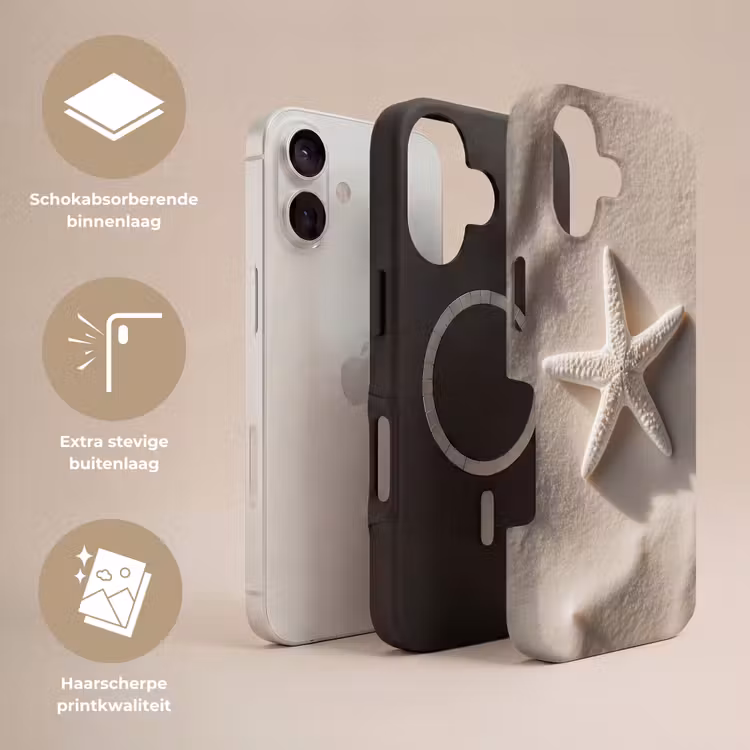 Strand - Zeester - Zand - Beige Toughcase MagSafe Apple iPhone 17 klein -USP_Lagen_NL