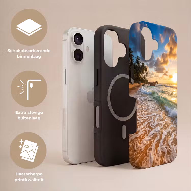 Strand - Zonsondergang - Golven - Natuur - Goud Toughcase MagSafe Apple iPhone 17 klein -USP_Lagen_NL