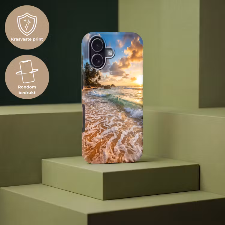 Strand - Zonsondergang - Golven - Natuur - Goud Toughcase MagSafe Apple iPhone 17 klein -USP_PrintM_NL
