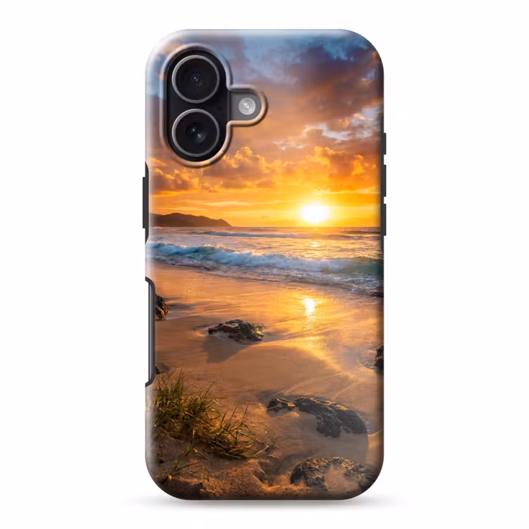 Strand - Zonsondergang - Golven - Natuur - Oranje Toughcase MagSafe Apple iPhone 17 klein -3d