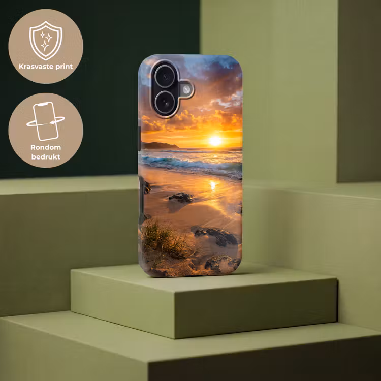 Strand - Zonsondergang - Golven - Natuur - Oranje Toughcase MagSafe Apple iPhone 17 klein -USP_PrintM_NL