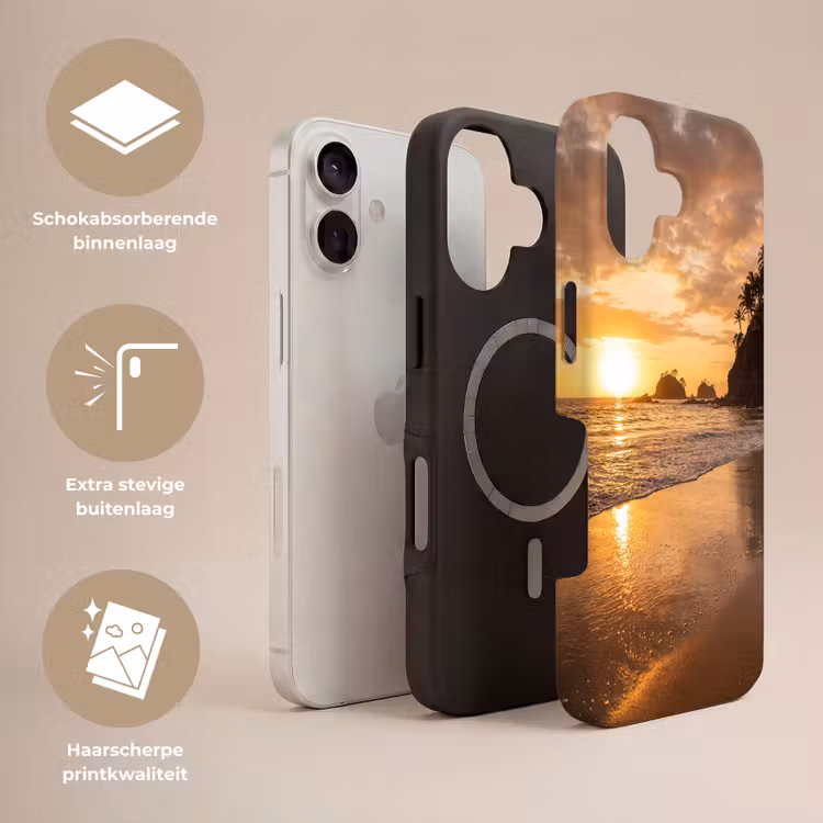 Strand - Zonsondergang - Natuur - Tropisch - Oranje Toughcase MagSafe Apple iPhone 17 klein -USP_Lagen_NL