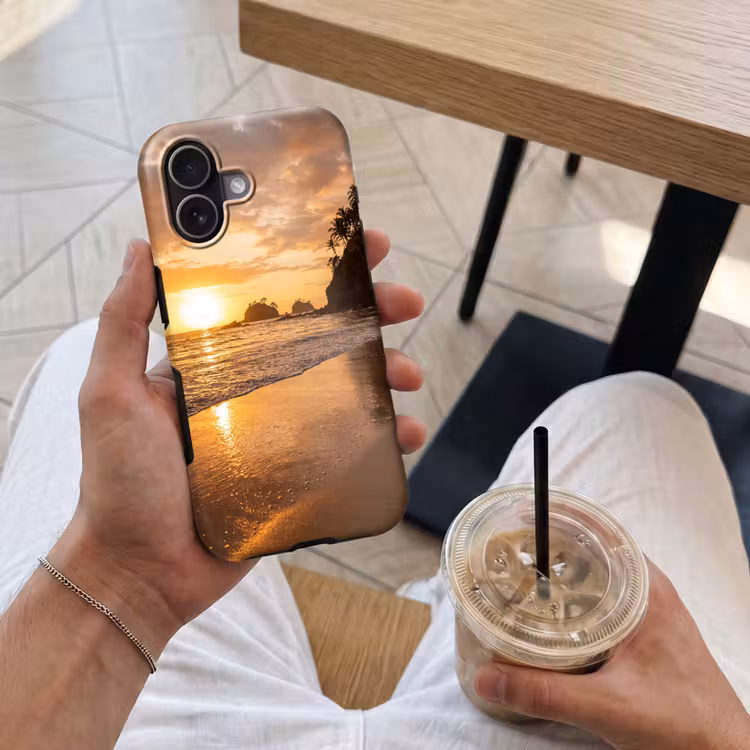 Strand - Zonsondergang - Natuur - Tropisch - Oranje Toughcase MagSafe Apple iPhone 17 klein -Sfeer1M