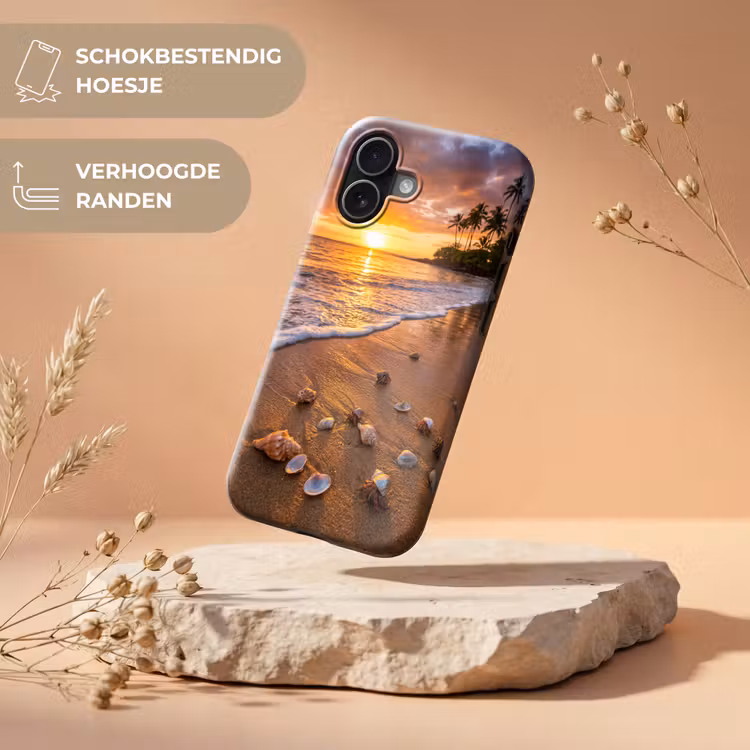 Strand - Zonsondergang - Palmbomen - Natuur - Oranje Toughcase MagSafe Apple iPhone 17 klein -USP_RandenV_NL