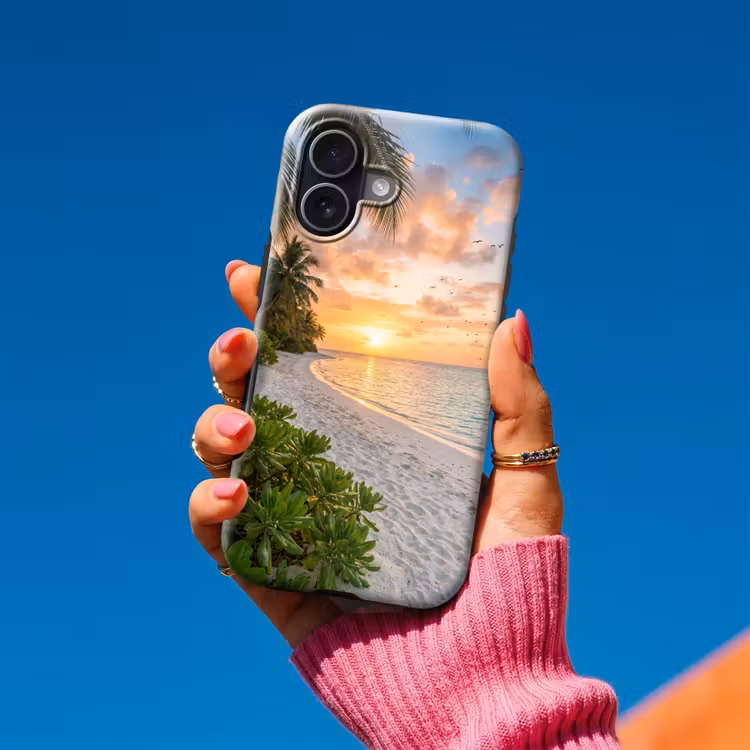 Strand - Zonsondergang - Palmbomen - Tropisch - Natuur Toughcase MagSafe Apple iPhone 17 klein -Sfeer1V