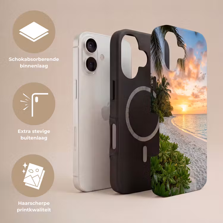 Strand - Zonsondergang - Palmbomen - Tropisch - Natuur Toughcase MagSafe Apple iPhone 17 klein -USP_Lagen_NL