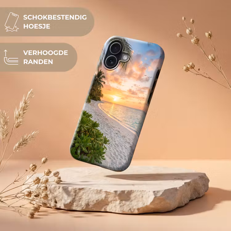 Strand - Zonsondergang - Palmbomen - Tropisch - Natuur Toughcase MagSafe Apple iPhone 17 klein -USP_RandenV_NL