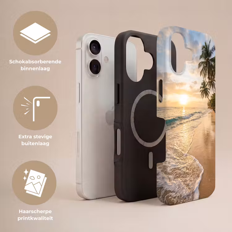 Strand - Zonsondergang - Tropisch - Natuur - Goud Toughcase MagSafe Apple iPhone 17 klein -USP_Lagen_NL