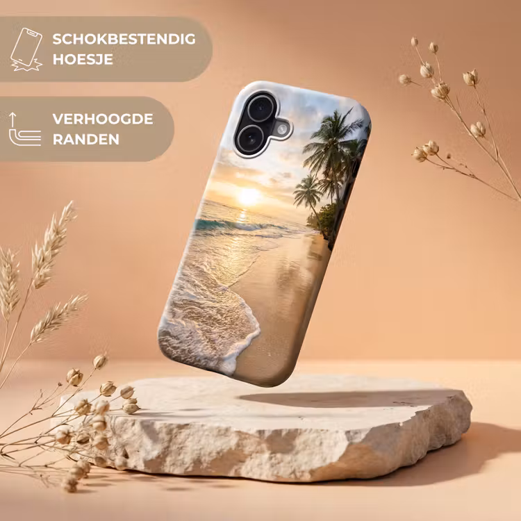 Strand - Zonsondergang - Tropisch - Natuur - Goud Toughcase MagSafe Apple iPhone 17 klein -USP_RandenV_NL