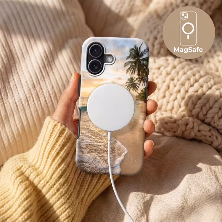 Strand - Zonsondergang - Tropisch - Natuur - Goud Toughcase MagSafe Apple iPhone 17 klein -USP_MagsafeV