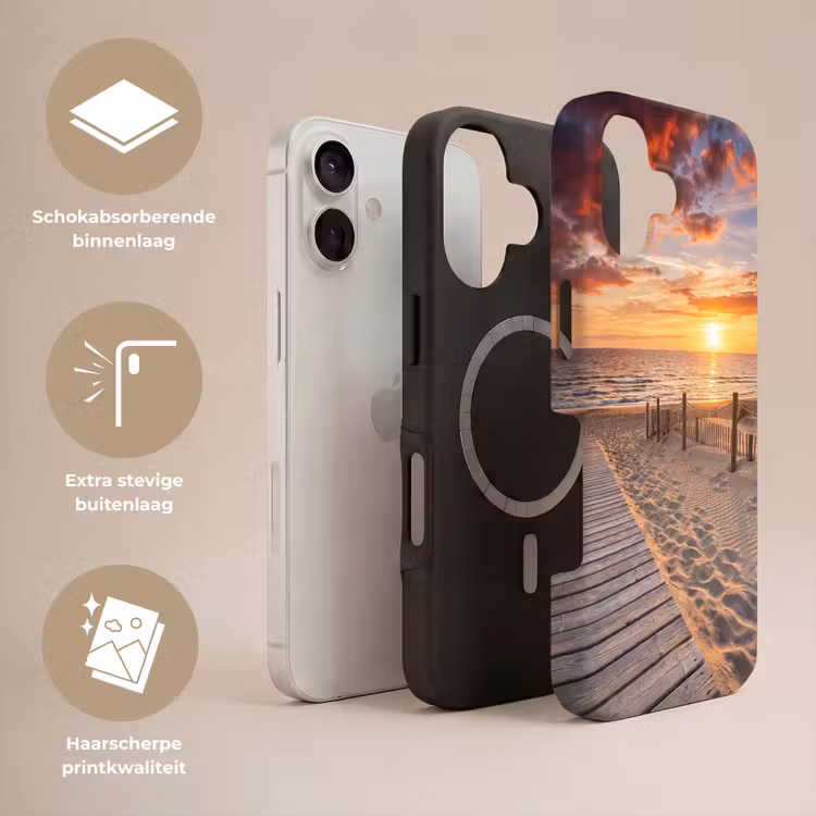 Strand - Zonsondergang - Zee - Natuur - Oranje Toughcase MagSafe Apple iPhone 17 klein -USP_Lagen_NL