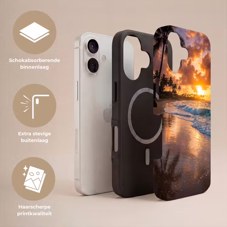 Strand - Zonsopgang - Tropisch - Natuur - Oranje Toughcase MagSafe Apple iPhone 17 klein -USP_Lagen_NL