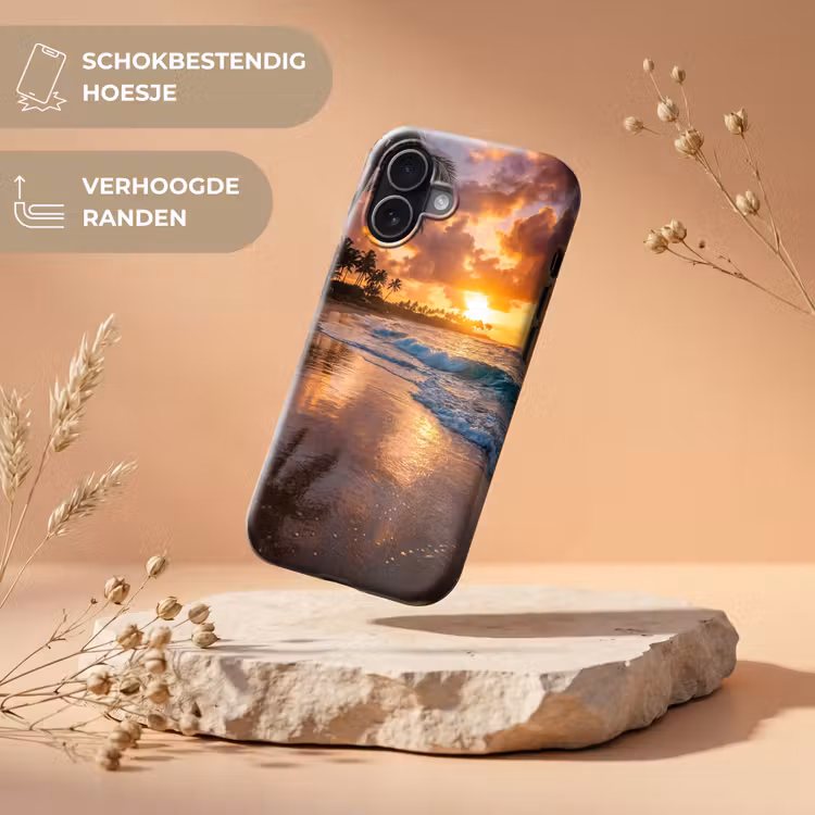 Strand - Zonsopgang - Tropisch - Natuur - Oranje Toughcase MagSafe Apple iPhone 17 klein -USP_RandenV_NL