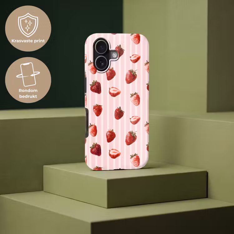 Strepen - Aardbei - Roze Toughcase MagSafe Apple iPhone 17 klein 1017 -USP_PrintM_NL
