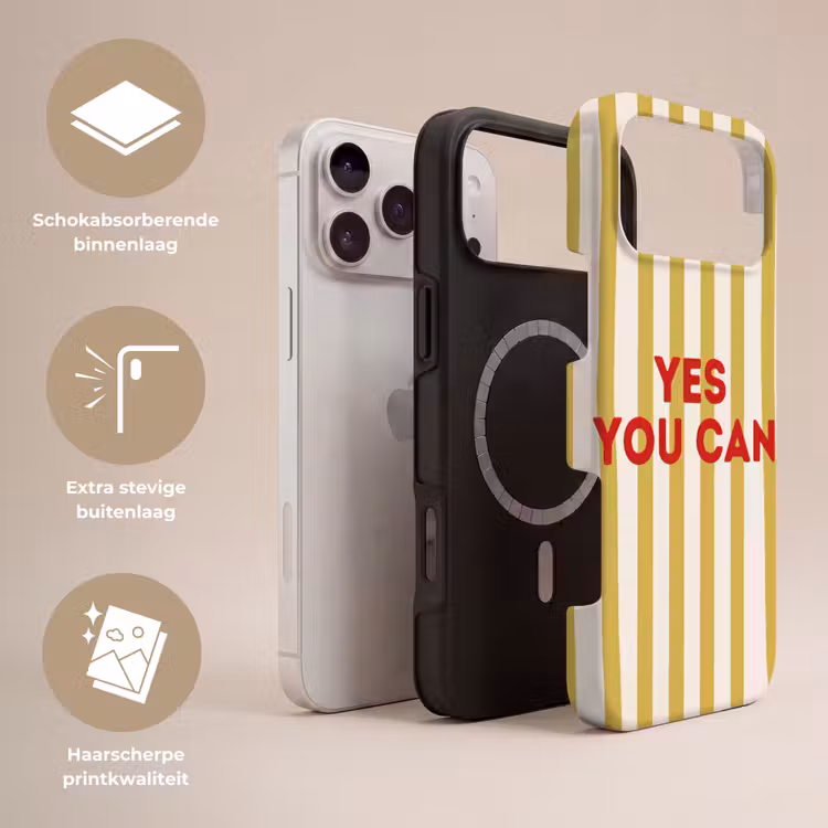 Strepen - Abstract - Yes you can - Rood Toughcase MagSafe Apple iPhone 17 Pro Max klein -USP_Lagen_NL
