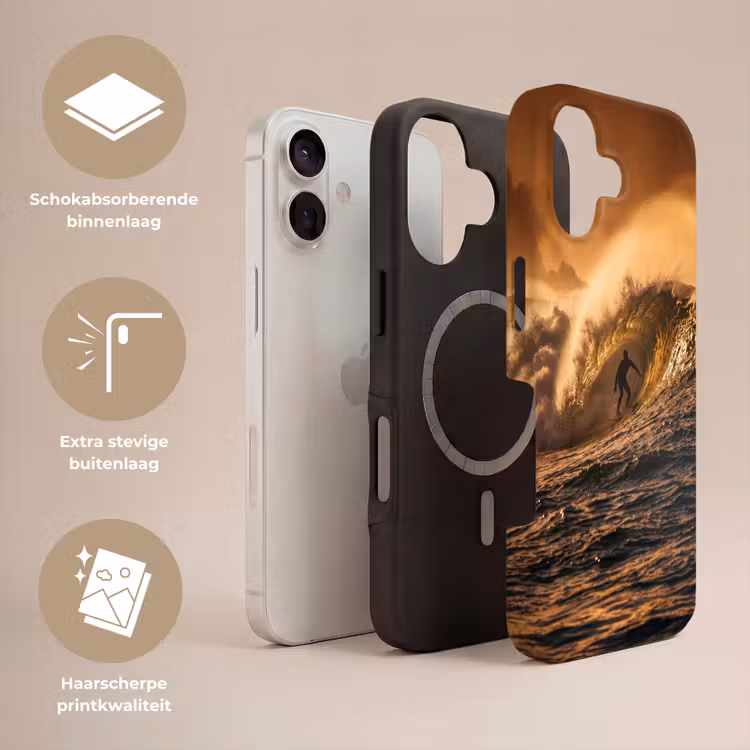 Surfer - Golf - Oceaan - Sport - Oranje Toughcase MagSafe Apple iPhone 17 klein -USP_Lagen_NL