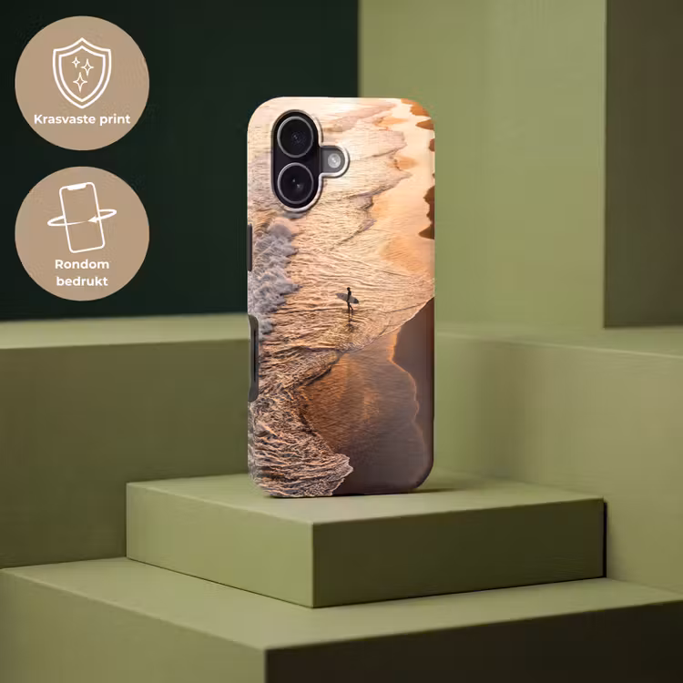 Surfer - Strand - Zonsondergang - Oceaan - Goud Toughcase MagSafe Apple iPhone 17 klein -USP_PrintM_NL