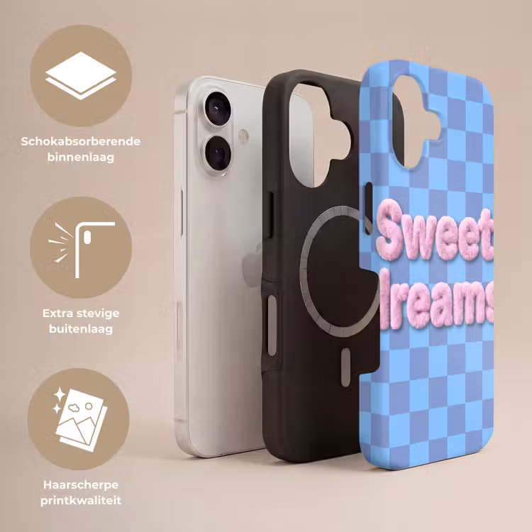 Sweet dreams - Vierkanten - Roze - Blauw Toughcase MagSafe Apple iPhone 17 klein -USP_Lagen_NL