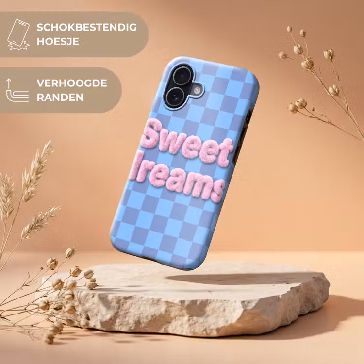 Sweet dreams - Vierkanten - Roze - Blauw Toughcase MagSafe Apple iPhone 17 klein -USP_RandenV_NL