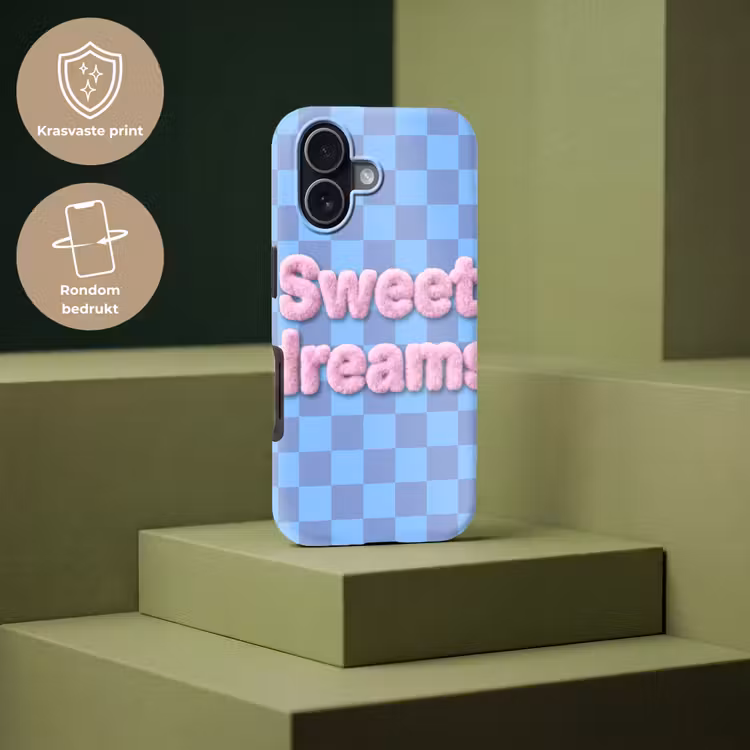 Sweet dreams - Vierkanten - Roze - Blauw Toughcase MagSafe Apple iPhone 17 klein -USP_PrintM_NL