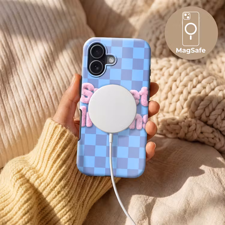 Sweet dreams - Vierkanten - Roze - Blauw Toughcase MagSafe Apple iPhone 17 klein -USP_MagsafeV