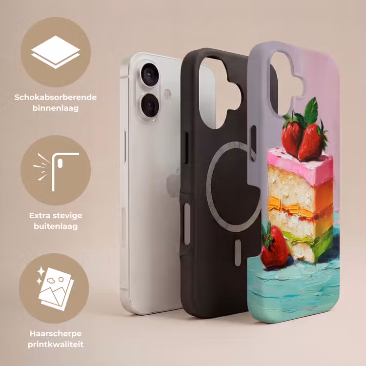 Taartje - Aardbeien - Glazuur - Kleurrijk Toughcase MagSafe Apple iPhone 17 klein -USP_Lagen_NL