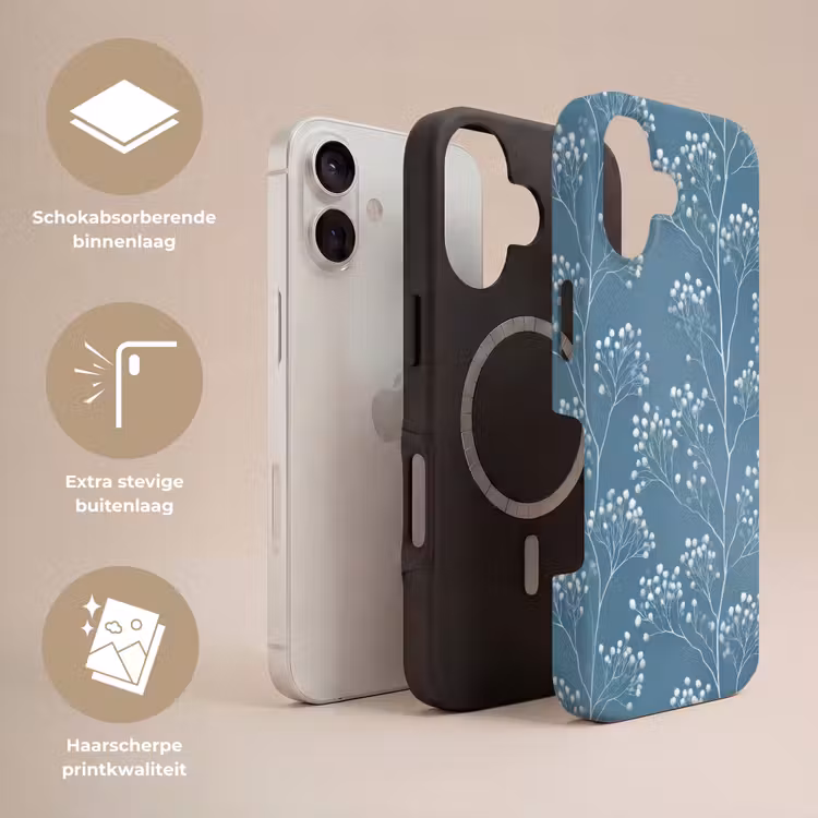Takken - Bessen - Patroon - Lichtblauw Toughcase MagSafe Apple iPhone 17 klein 1017 -USP_Lagen_NL