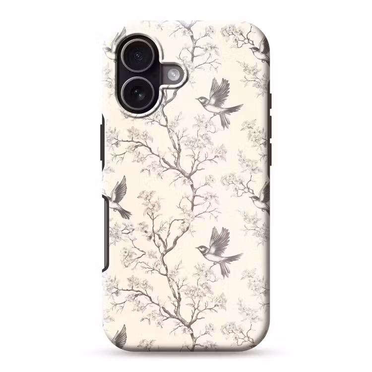 Takken - Vogels - Beige Toughcase MagSafe Apple iPhone 17 klein 1017 -3d