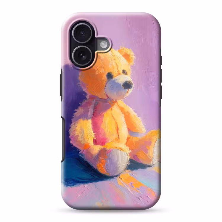 Teddybeer - Schaduw - Penseelstreken - Paars Toughcase MagSafe Apple iPhone 17 klein -3d