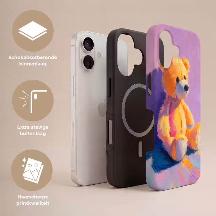 Teddybeer - Schaduw - Penseelstreken - Paars Toughcase MagSafe Apple iPhone 17 klein -USP_Lagen_NL