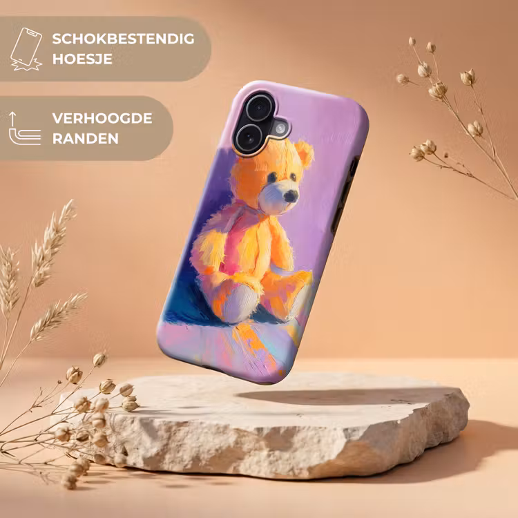 Teddybeer - Schaduw - Penseelstreken - Paars Toughcase MagSafe Apple iPhone 17 klein -USP_RandenV_NL