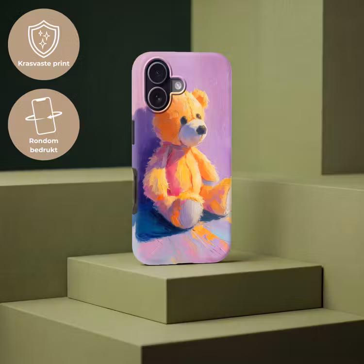 Teddybeer - Schaduw - Penseelstreken - Paars Toughcase MagSafe Apple iPhone 17 klein -USP_PrintM_NL