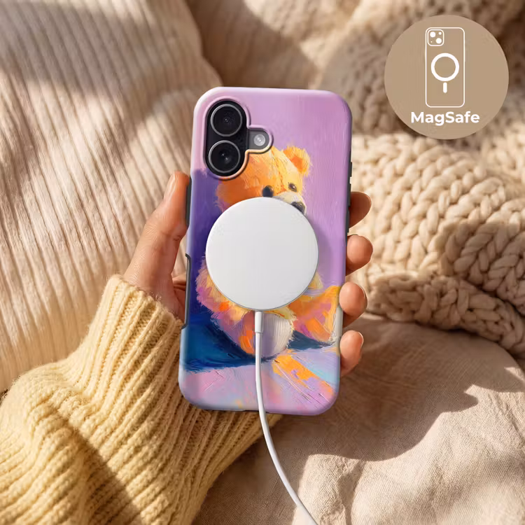 Teddybeer - Schaduw - Penseelstreken - Paars Toughcase MagSafe Apple iPhone 17 klein -USP_MagsafeV