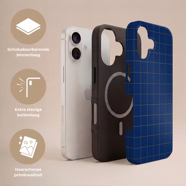 Tegel - Patroon - Blauw Toughcase MagSafe Apple iPhone 17 klein 1017 -USP_Lagen_NL