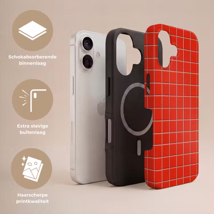 Tegel - Patroon - Kersen - Rood Toughcase MagSafe Apple iPhone 17 klein 1017 -USP_Lagen_NL