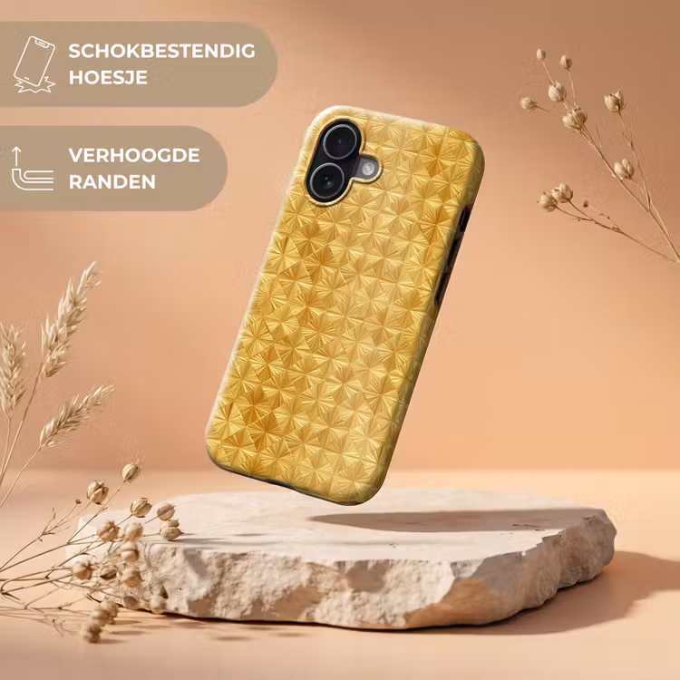 Tegels - Geometrisch - Reliëf - Goud Toughcase MagSafe Apple iPhone 17 klein 1017 -USP_RandenV_NL
