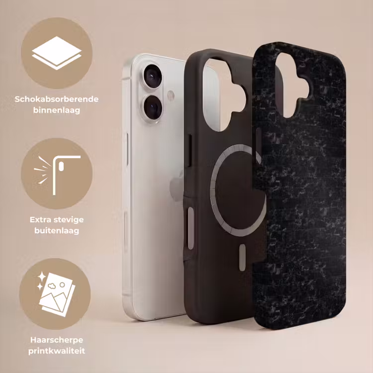 Tegels - Patroon - Marmer - Zwart Toughcase MagSafe Apple iPhone 17 klein 1017 -USP_Lagen_NL