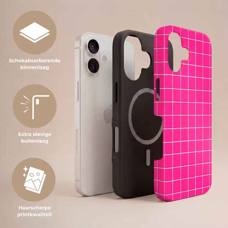 Tegels - Vierkant - Fuchsia Toughcase MagSafe Apple iPhone 17 klein 1017 -USP_Lagen_NL