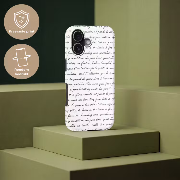 Tekst - Handschrift - Klassiek - ZwartWit Toughcase MagSafe Apple iPhone 17 klein -USP_PrintM_NL