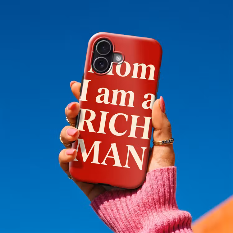 Tekst - Rijkdom - Motivatie - Rood - Modern Toughcase MagSafe Apple iPhone 17 klein -Sfeer1V