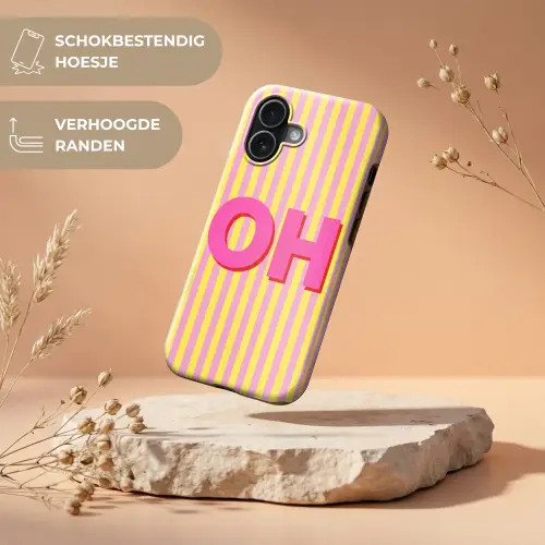Tekst - Strepen - Roze Toughcase MagSafe Apple iPhone 17 klein -USP_RandenV_NL