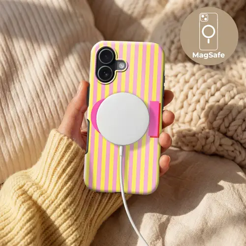 Tekst - Strepen - Roze Toughcase MagSafe Apple iPhone 17 klein -USP_MagsafeV