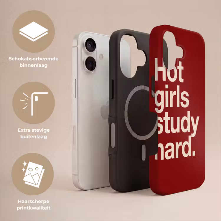 Tekst - Studie - Motivatie - Modern - Rood Toughcase MagSafe Apple iPhone 17 klein -USP_Lagen_NL