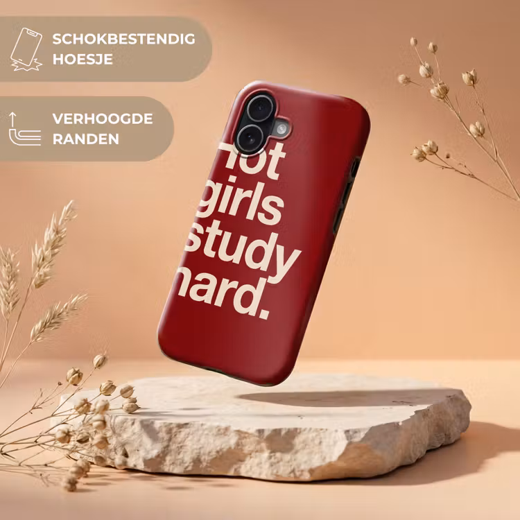 Tekst - Studie - Motivatie - Modern - Rood Toughcase MagSafe Apple iPhone 17 klein -USP_RandenV_NL