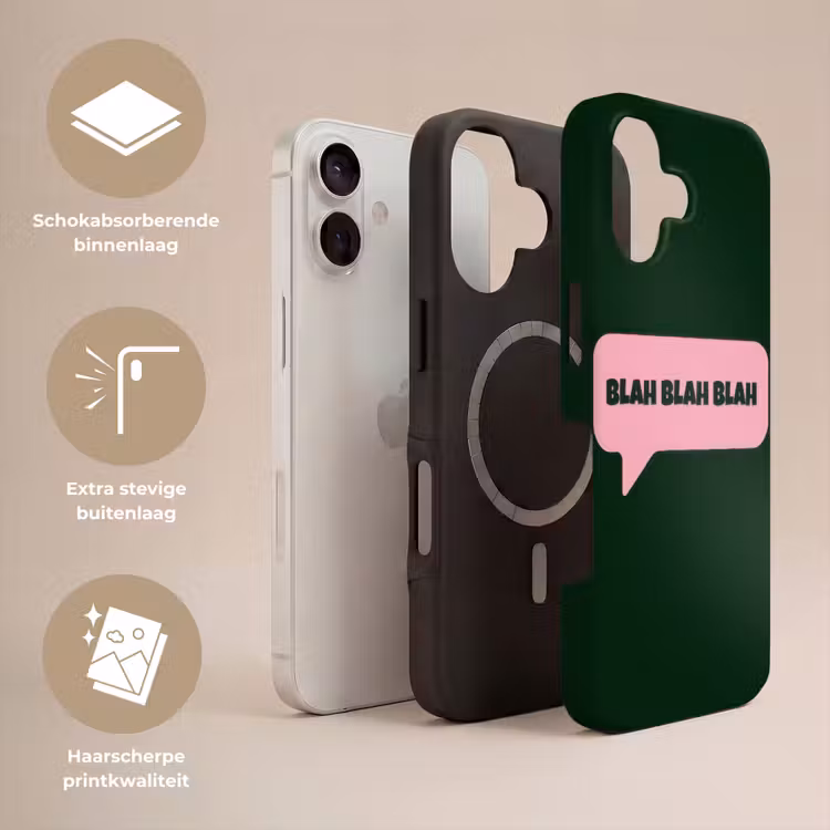 Tekstwolk - BLAH BLAH BLAH - Roze Toughcase MagSafe Apple iPhone 17 klein -USP_Lagen_NL