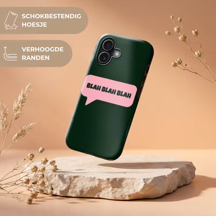 Tekstwolk - BLAH BLAH BLAH - Roze Toughcase MagSafe Apple iPhone 17 klein -USP_RandenV_NL