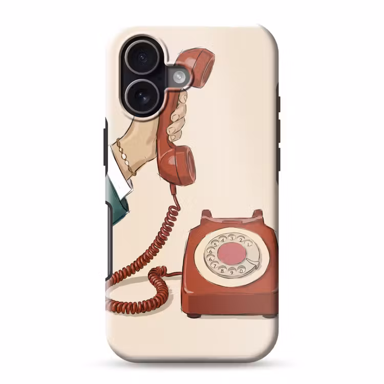 Telefoon - Hand - Vintage - Communicatie - Rood Toughcase MagSafe Apple iPhone 17 klein -3d